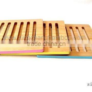 resuable color tone square bamboo coaster