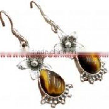 Prehnite & Ruby !! Incredible 925 Sterling Silver Earring Jewelry Rough Stone Jewellry