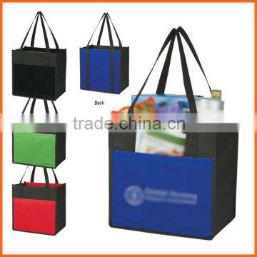 Promotional Cheap 12" Non-woven Toge Bag With Front Pocket With Handles