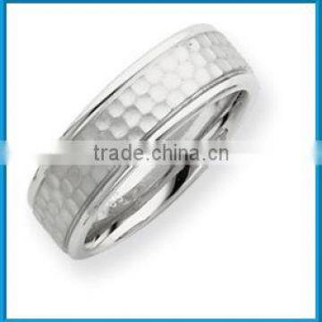 Fashion new white gold polished hammered solid fancy band