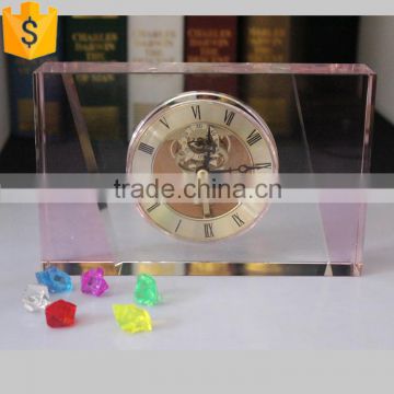 Pink Rectangular antique Crystal Table Clock for family