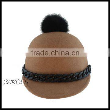 wool felt baseball cap hard hat with fur