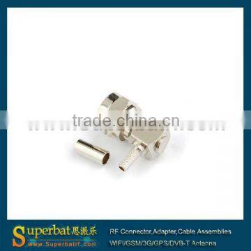 f male to bnc female connector Crimp Plug Right Angle connector for RG179