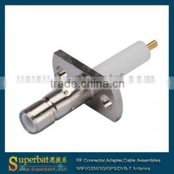 SMB connector 2 hole panel mount jack with long dielectric and solder Post