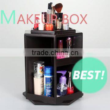 Modern rotating small wooden makeup storage box