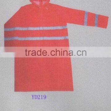 long raincoat with reflective band YD219 /polyester long raincoat / pvc raincoat