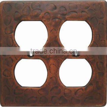 copper double outlet switch plate