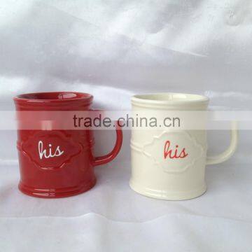 hot sale red ceramic mug his mug
