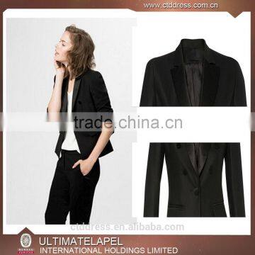 2015High Quality Black Slim Fit Business Handmade tailor suits for women