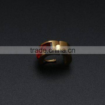 Gold Plated Stainless Steel Red Gem Paved Cartilage Hoop Earrings Wholesale photo-2