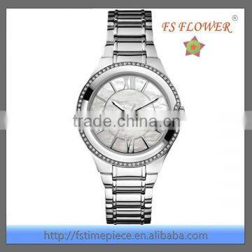 FS FLOWER - Fashion Stainless Steel Shell Surface Diamond Reloj Mujer