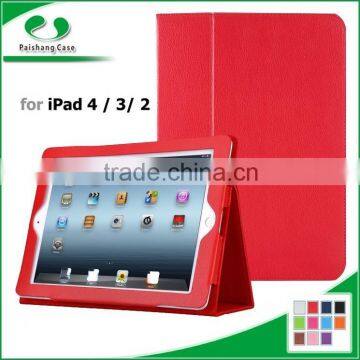 Multicolored genuine Pu leather book style folding stand cover for iPad table case for iPad 4 / 3/ 2