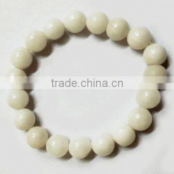 White Agate Elastic Beads Bracelet | natural stone bracelet Wholesale | MetaphysicalJewellery Wholesale