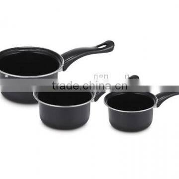 3pcs Carbon steel non-stick sauce pan with bakelite handle