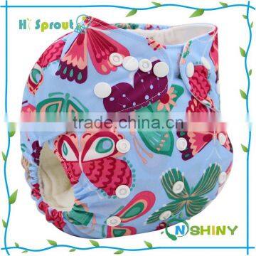 Cartoon printed adjustable and reusable new baby cloth diaper