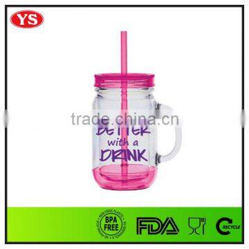 20oz Bpa Free Double Wall Acrylic Mason Jar With Lid And Straw