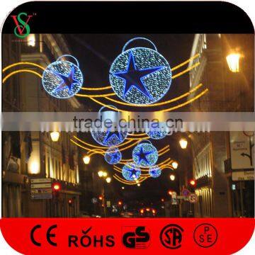 LED Holiday Skylines Decorative Christmas Commercial Cross Street Lights with Fancy Star