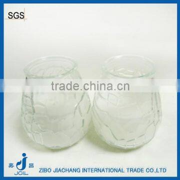 embossed clear glass candle wax jar