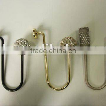 classical iron metal curtain tie back hooks crystal end curtain hook