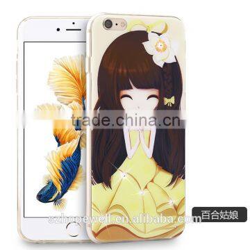 Factory price Cystal Cute girl for fashion soft tpu case for iphone 6, tpu case for iphone 6s