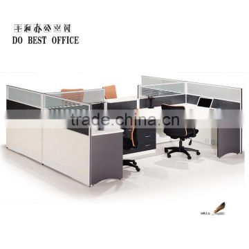 Modern design office partition glass wall 4 people office workstation