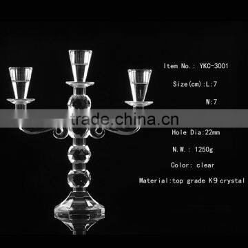 yiwu elegant 3 arms glass candle holder wedding table centerpieces