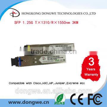 GLC-BX-U Cisco Compatible BIDI SFP 1.25G 1310TX 1550RX 3km Fiber Optical Transceiver Module