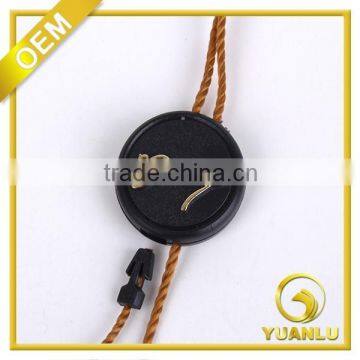 custom black round plastic clothing tag