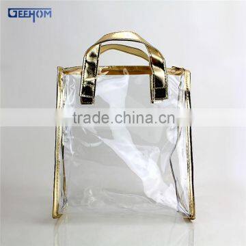 transparent pvc zipper bag with handle custom waterproof pvc beach bag