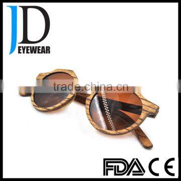 Retro Round Environmentally Friendly Wooden Sunglasses With Brown Solid Color Lens photo-2