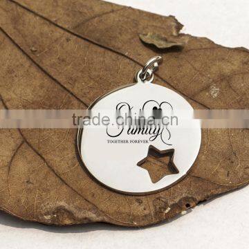 High Polished Stainless Steel Hollow Star Engraved Family Pendant Wholesale