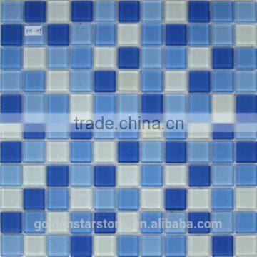 Crystal White and Blue Glass Mosaic Tile