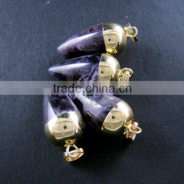 15x30mm Water Drop Shape Gold Plated Purple Amethyst Power Stone Pendant Charm DIY Supplies 1850207 photo-5