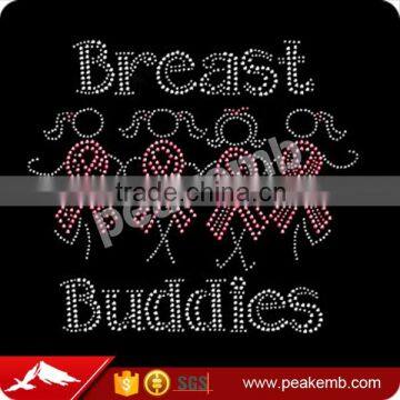 2016 Breast Buddies ribbon hot fix rhinestone motif for Clothing