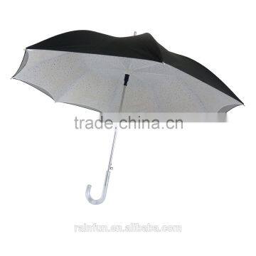 Double layer fabric straight long handle automatic umbrella