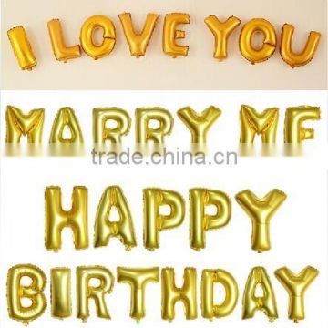 Yiwu factory manufacturer gold/silver alphabet balloon ,aluminum/foil alphabet balloon for birthday/party/decoration