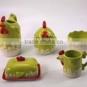 Chicken Shanped Ceramic Bowl Set With Lid Water Pitcher Sugar Bowl Set With Unique Shape Ceramic Coffee Mugs In Tableware Set