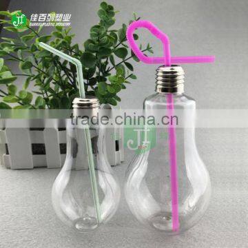 Factory Supply Golden Screw Cap Wholesale Light Bulb Shape Plastic Juice Beverage Bottle photo-3