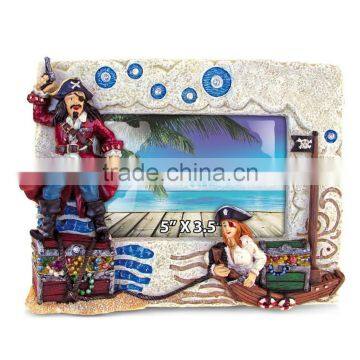 Pirate Resin Stone Finish Collection Including Picture/Photo Frame, Jewelry Box , Snow Globe, Magnet Bottle Opener and Shot Glas photo-2