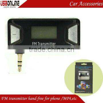 High fidelity Mini LCD Car FM transmitter for phone iphone MP3 MP4 support hands-free conversation