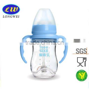 Eco-friendly BPA transparent glass baby feeding bottle