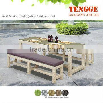 5 Pieces Patio Rattan Long Bench With Long Table photo-2