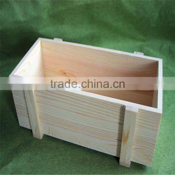 Unfinished Rectangle Pine Wooden Basket for Fireplace or Wastepaper photo-3