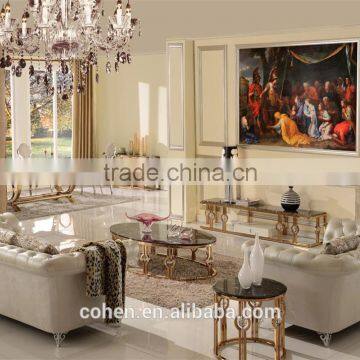 Promotion Modern Stainless Steel Marble Coffee Table Oval Shape B818 photo-5