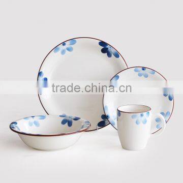 16pcs Stoneware Dinnerware Set With Handpainted Flowers,handpainting Dinner Set,ceramic Tableware Set With Handpainting photo-2
