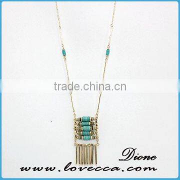 Fashion wholesale handmade gemstone long chain tassel charm necklace