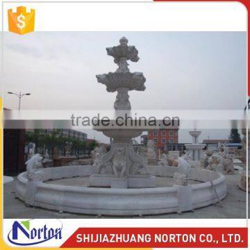 Hand carved dolphin and lion water marble fountain for sale NTMF-010LI