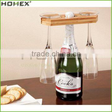 Handmade Bamboo Wine Glass & Bottle Holder Homex-BSCI Factory