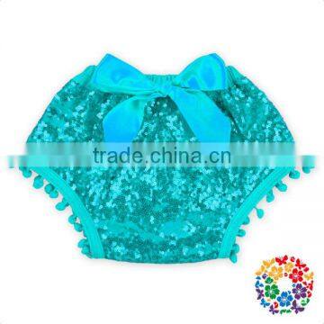 Stylish Kids Clothes Wholesale Cotton & Sequin Front Bow Girls Bloomers Kids Girls Pom Pom Sequin Shorts photo-4
