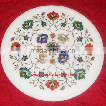 Round Marble Inlay Table Coffee Top